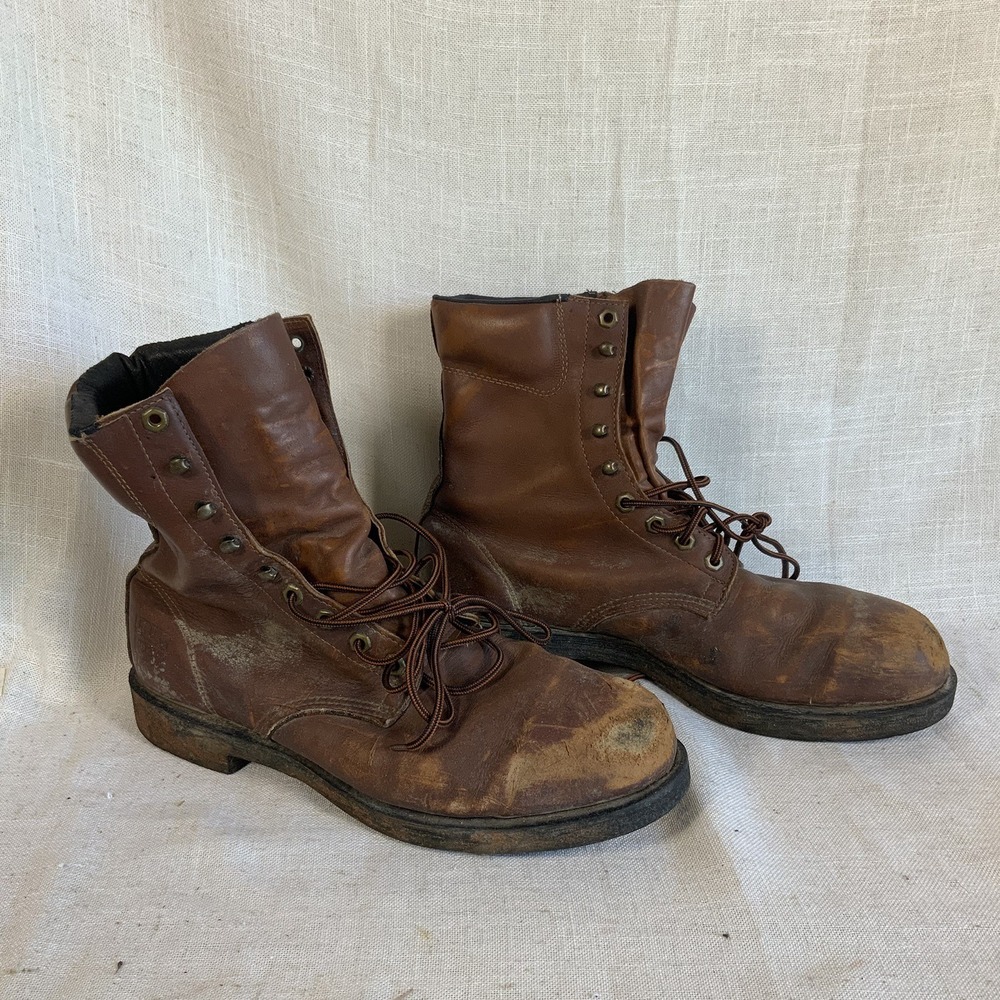 VTG Lehigh Safety Steel Toe Leather Work Boots Sz‎ 11 E 1209 USA Made Distressed